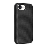 For-iPhone-SE-2024-Carbon-Fiber-Texture-Flip-Leather-Phone-Case(Black)