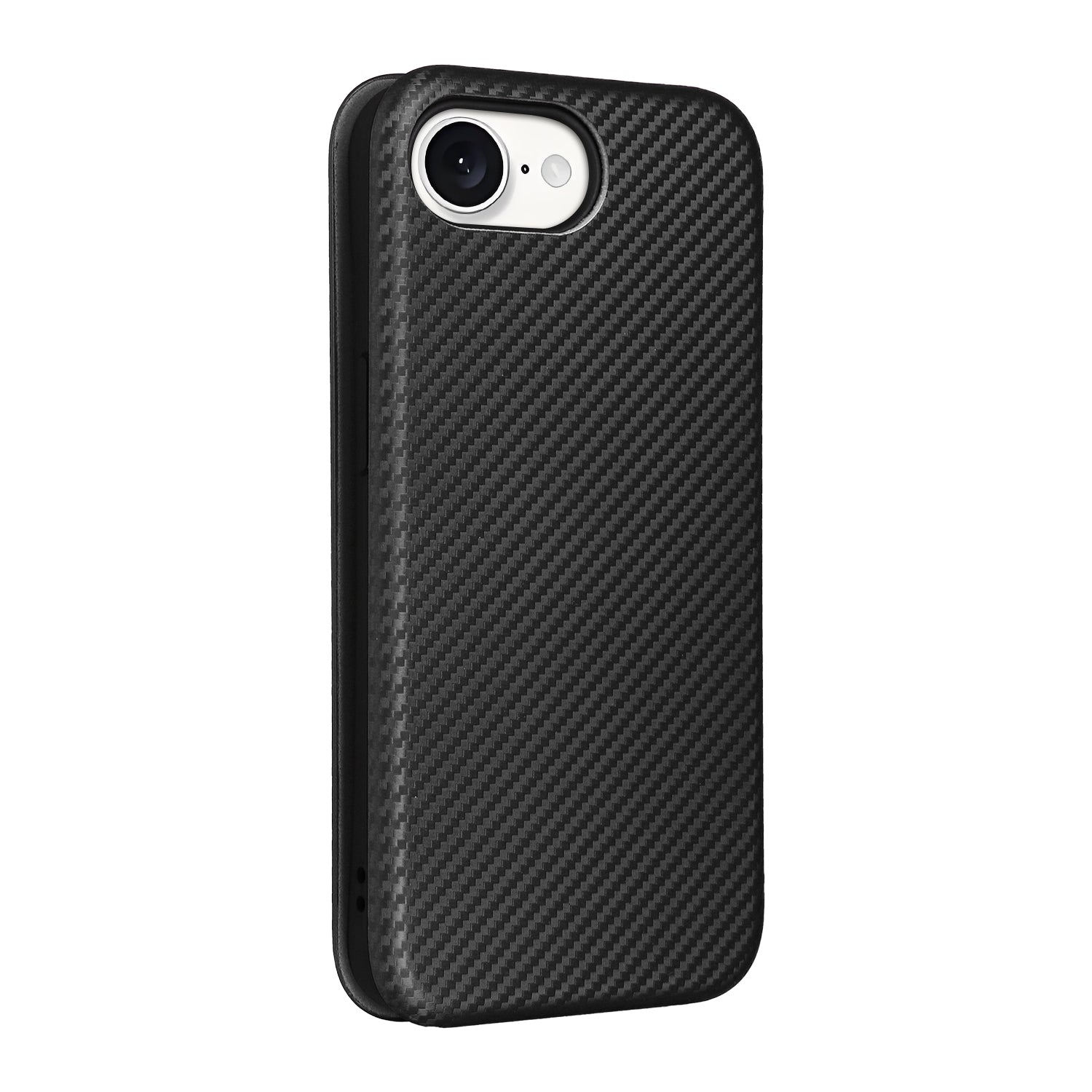 For-iPhone-SE-2024-Carbon-Fiber-Texture-Flip-Leather-Phone-Case(Black)