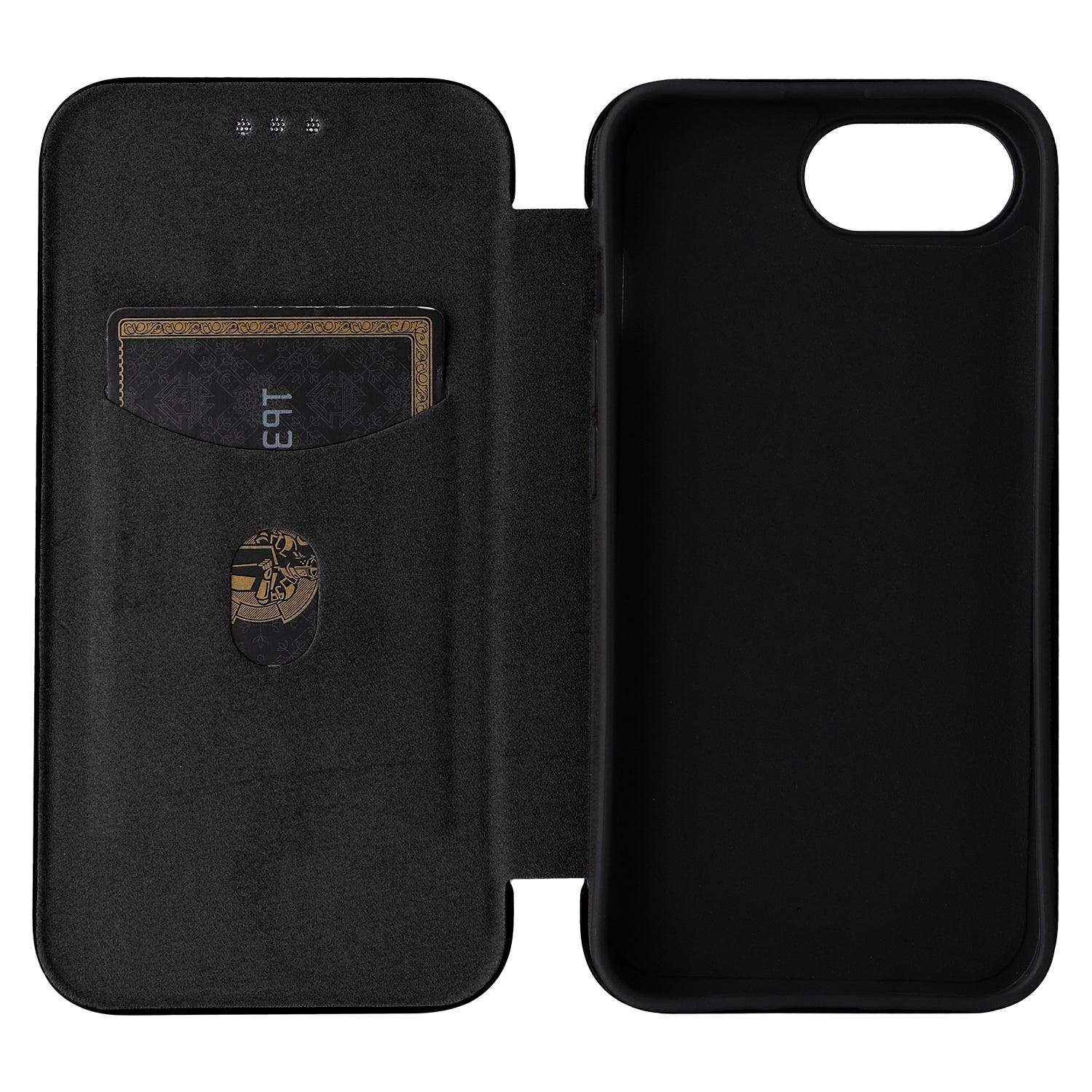 For-iPhone-SE-2024-Carbon-Fiber-Texture-Flip-Leather-Phone-Case(Black)
