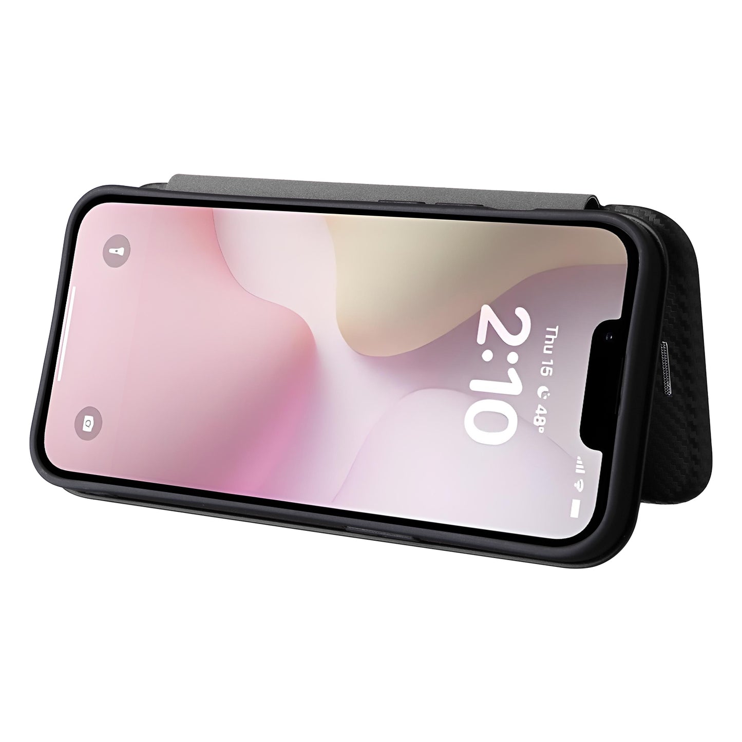 For-iPhone-SE-2024-Carbon-Fiber-Texture-Flip-Leather-Phone-Case(Black)