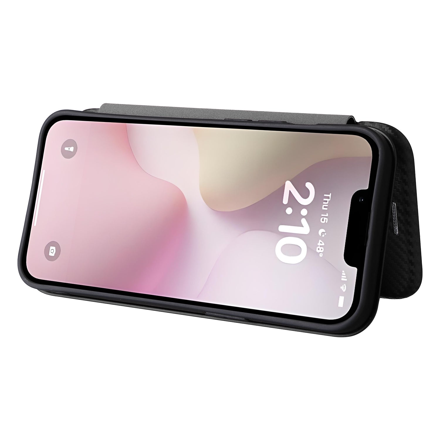 For-iPhone-SE-2024-Carbon-Fiber-Texture-Flip-Leather-Phone-Case(Black)