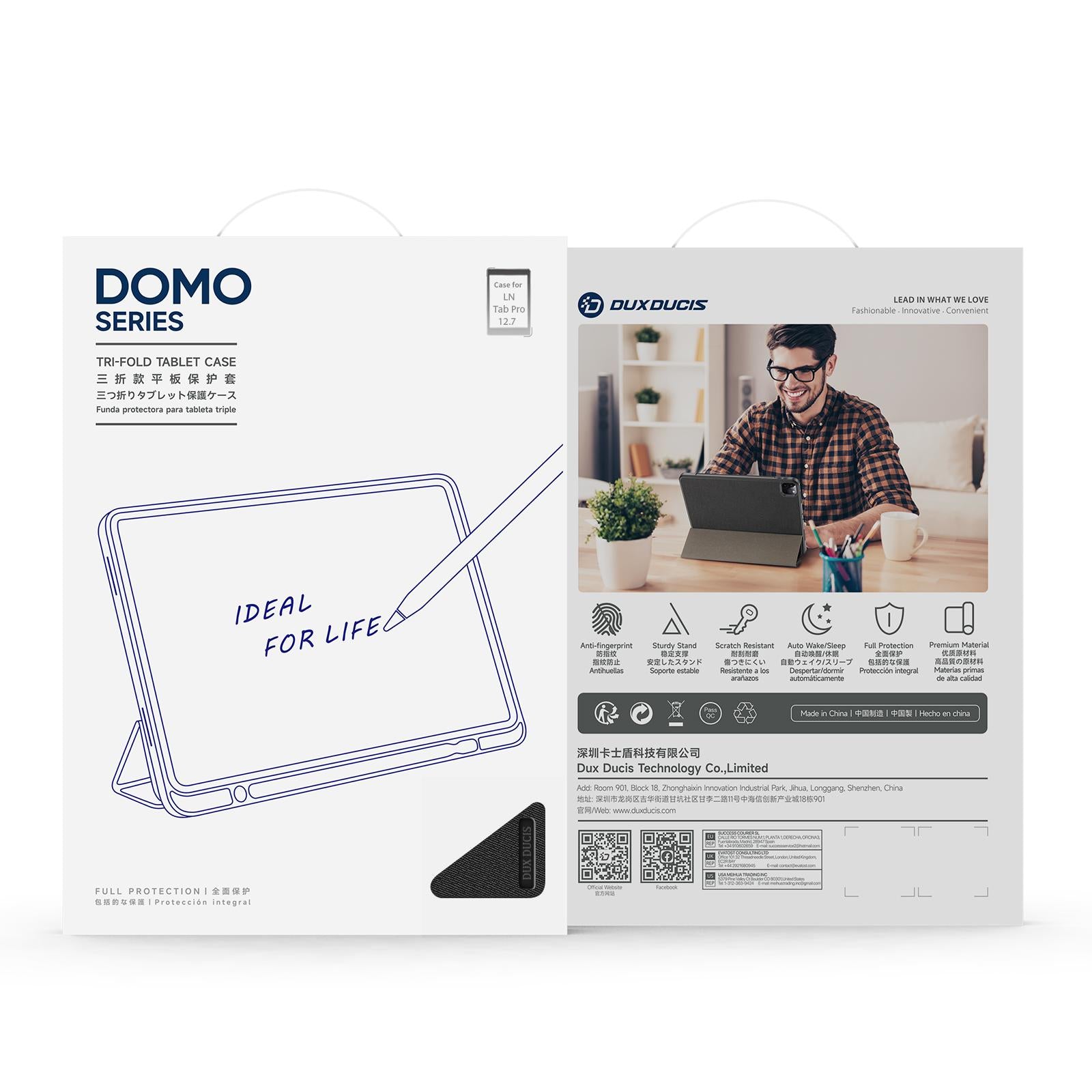 For-Lenovo-Idea-Tab-Pro-DUX-DUCIS-Domo-Series-Magnetic-Flip-Leather-Tablet-Case(Black)