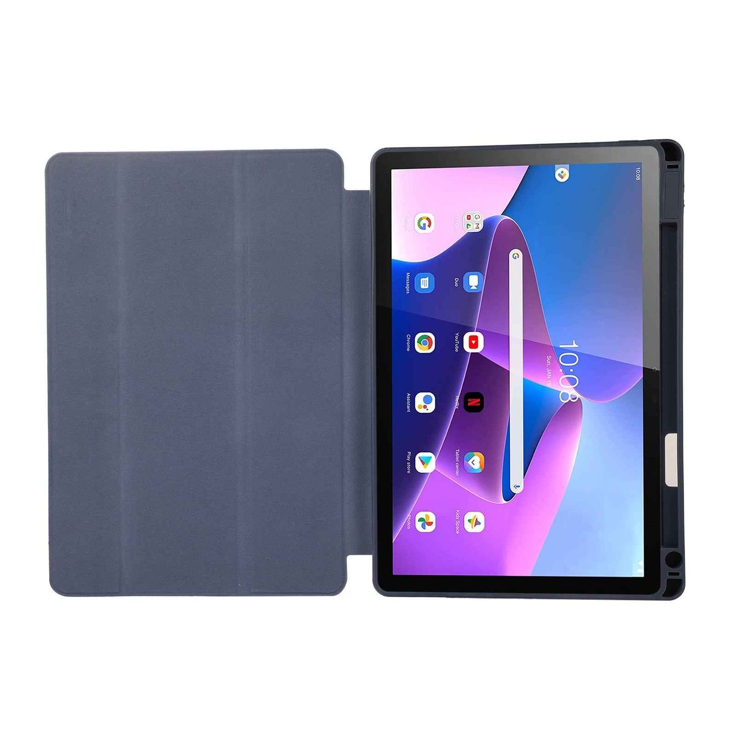 For-Lenovo-Tab-M10-Plus-10.6-3rd-Gen-2022-Solid-Color-3-folding-Leather-Tablet-Case(Lavender-Grey)
