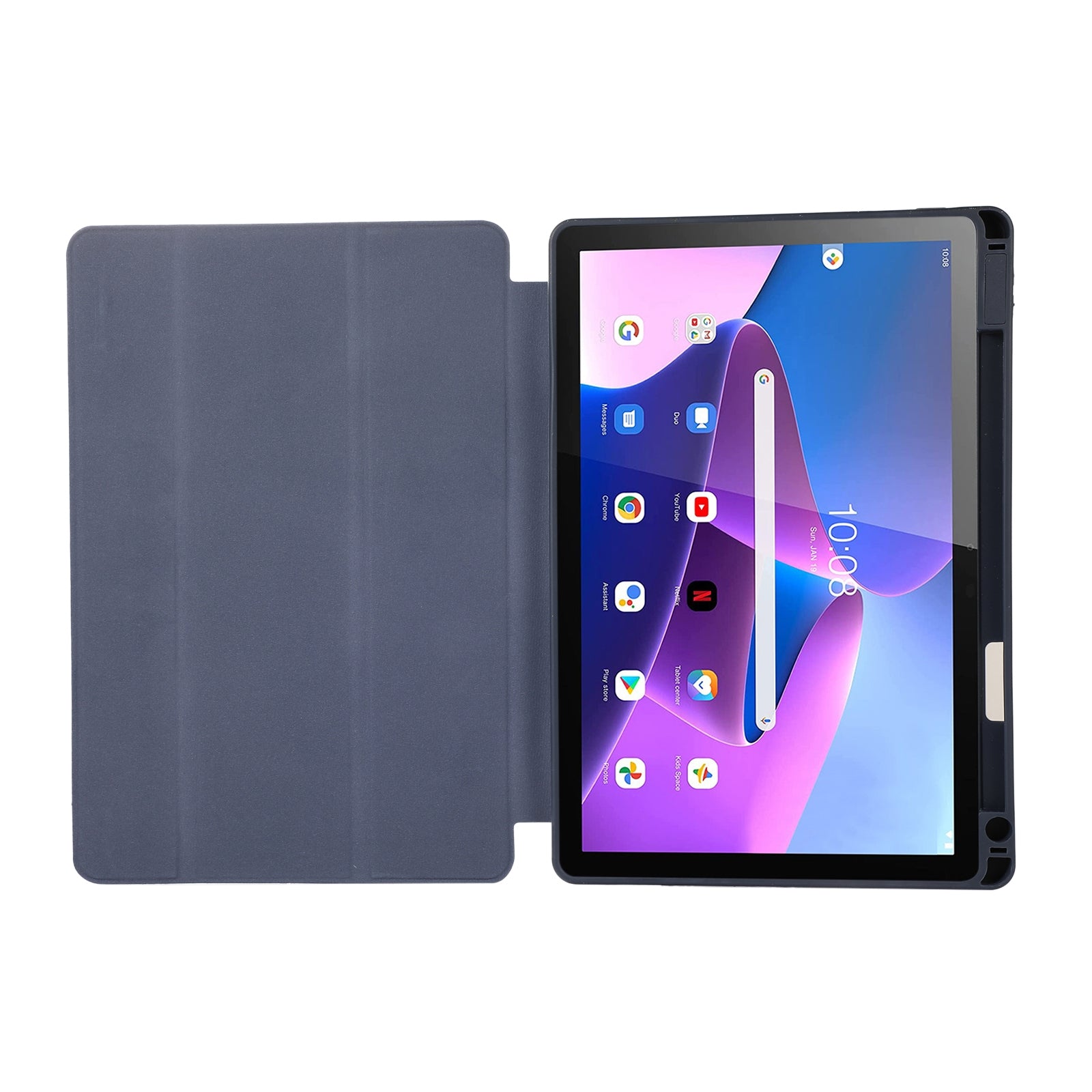 For-Lenovo-Tab-M10-Plus-10.6-3rd-Gen-2022-Solid-Color-3-folding-Leather-Tablet-Case(Lavender-Grey)