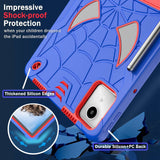 For-Lenovo-Tab-M11/-Xiaoxin-Pad-11-2024-Fold-Holder-Spider-Silicone-Hybrid-PC-Tablet-Case(Blue-Red)