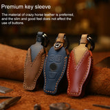 For-Mercedes-Benz-Old-Style-Car-Cowhide-Leather-Key-Protective-Cover-Key-Case-(Blue)