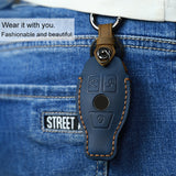For-Mercedes-Benz-Old-Style-Car-Cowhide-Leather-Key-Protective-Cover-Key-Case-(Blue)