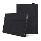 For-Microsoft-Surface-Pro-10-/-9-Cloth-Texture-Stitching-Leather-Tablet-Case(Black)