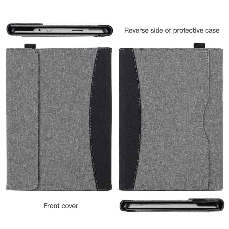 For-Microsoft-Surface-Pro-10-/-9-Cloth-Texture-Stitching-Leather-Tablet-Case(Black)