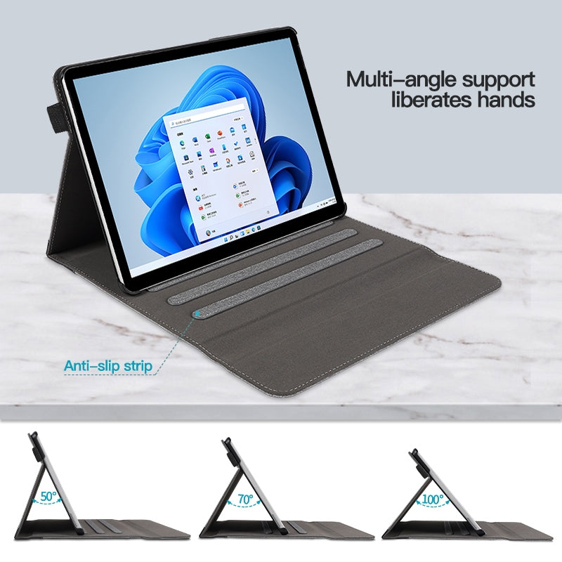 For-Microsoft-Surface-Pro-10-/-9-Cloth-Texture-Stitching-Leather-Tablet-Case(Black)