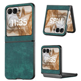 For-Motorola-Razr-50-Ultra-Vintage-Leather-PC-Back-Cover-Phone-Case(Green)