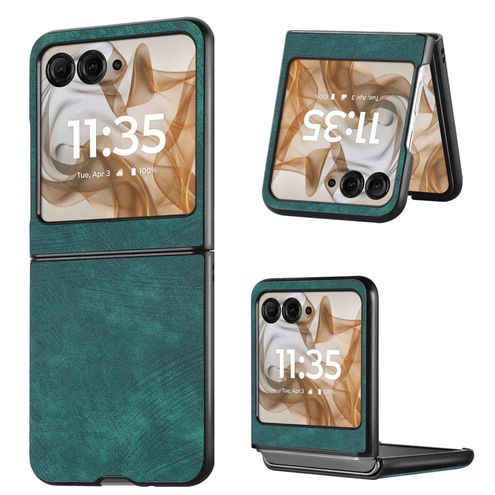 For-Motorola-Razr-50-Ultra-Vintage-Leather-PC-Back-Cover-Phone-Case(Green)
