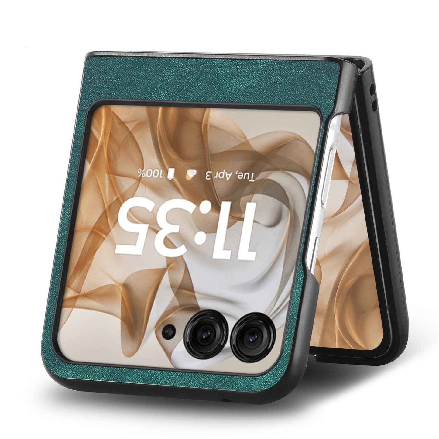 For-Motorola-Razr-50-Ultra-Vintage-Leather-PC-Back-Cover-Phone-Case(Green)