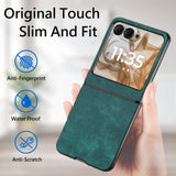 For-Motorola-Razr-50-Ultra-Vintage-Leather-PC-Back-Cover-Phone-Case(Green)