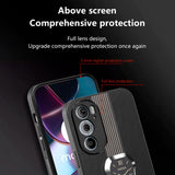 For-Motorola-Edge-30-Pro-Magnetic-Litchi-Leather-Back-Phone-Case-with-Holder(Black)