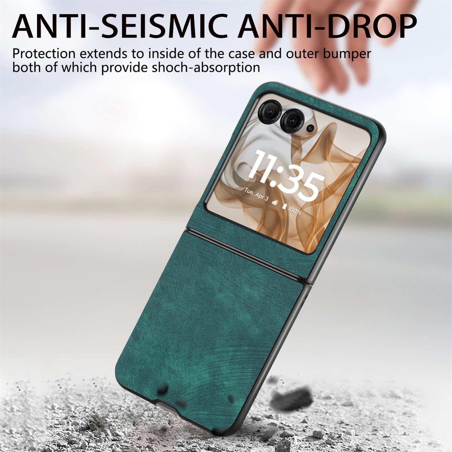 For-Motorola-Razr-50-Ultra-Vintage-Leather-PC-Back-Cover-Phone-Case(Green)