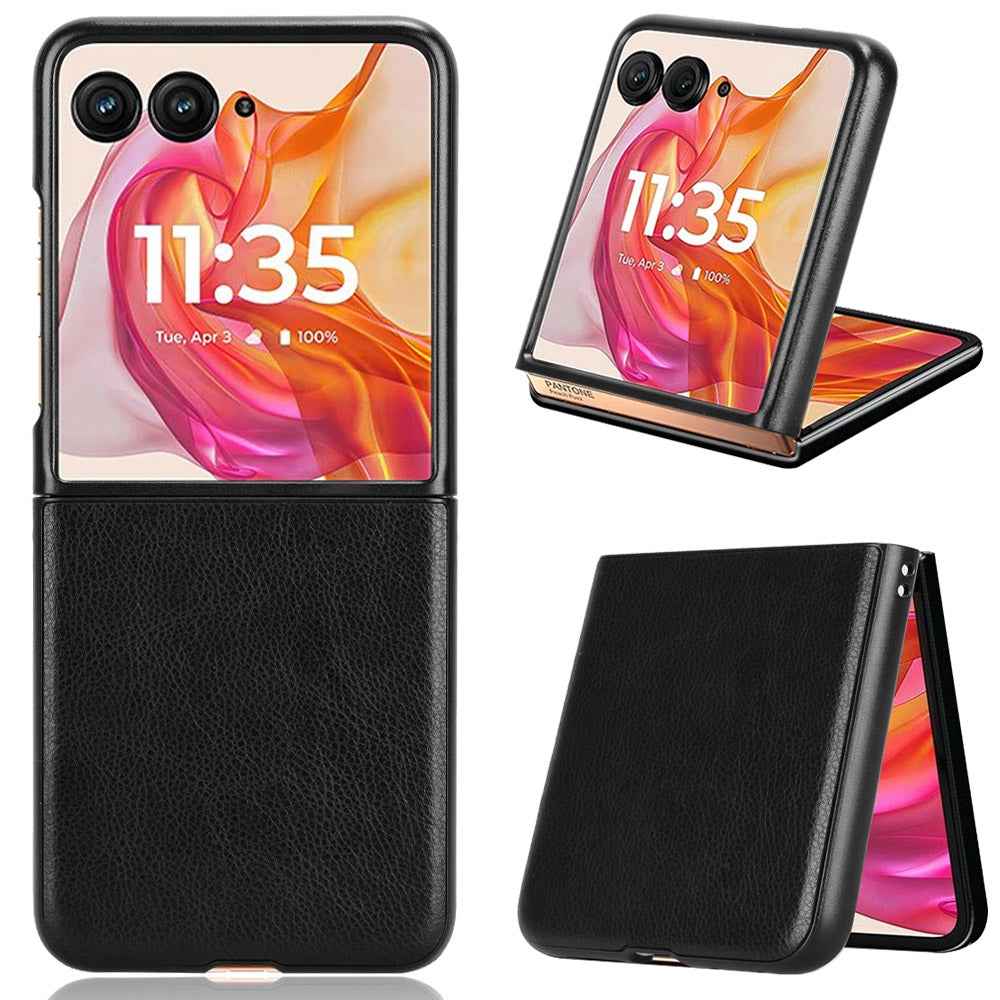 For-Motorola-Razr-50-Ultra-Litchi-Texture-Back-Cover-Phone-Case(Black)