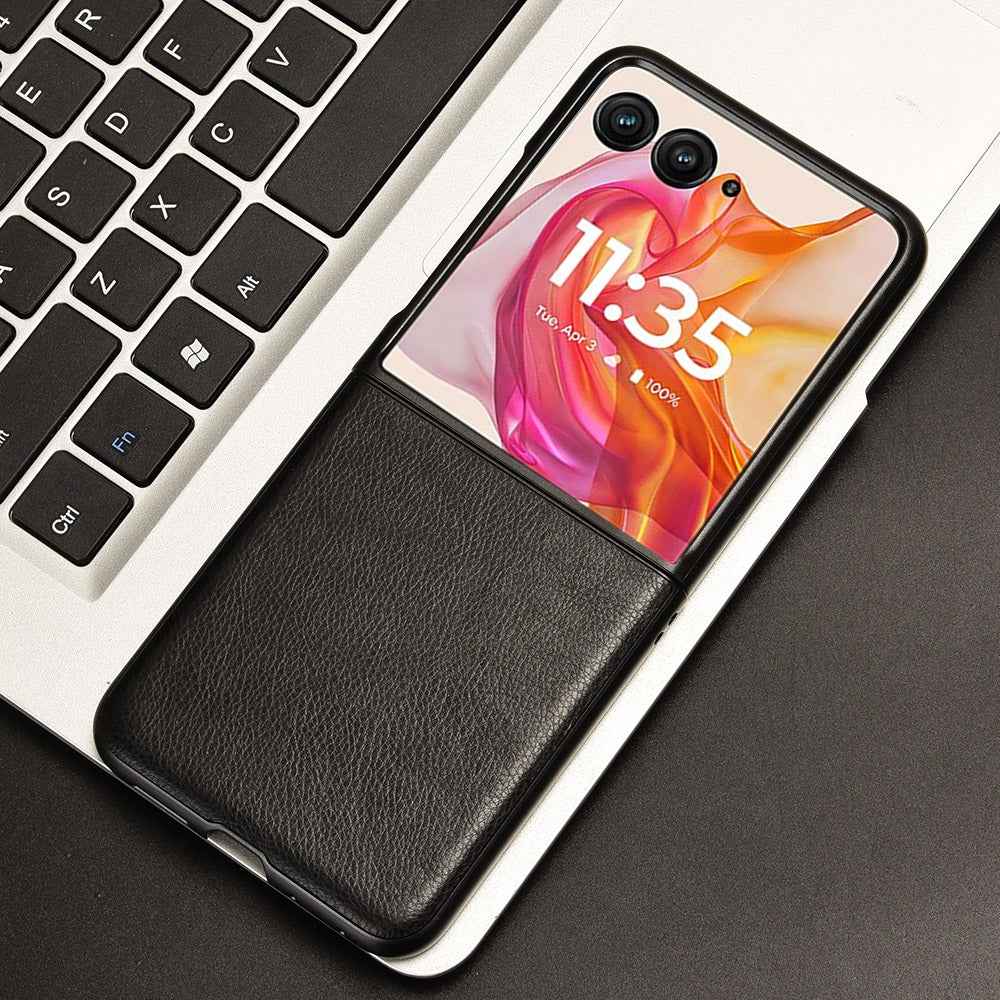 For-Motorola-Razr-50-Ultra-Litchi-Texture-Back-Cover-Phone-Case(Black)