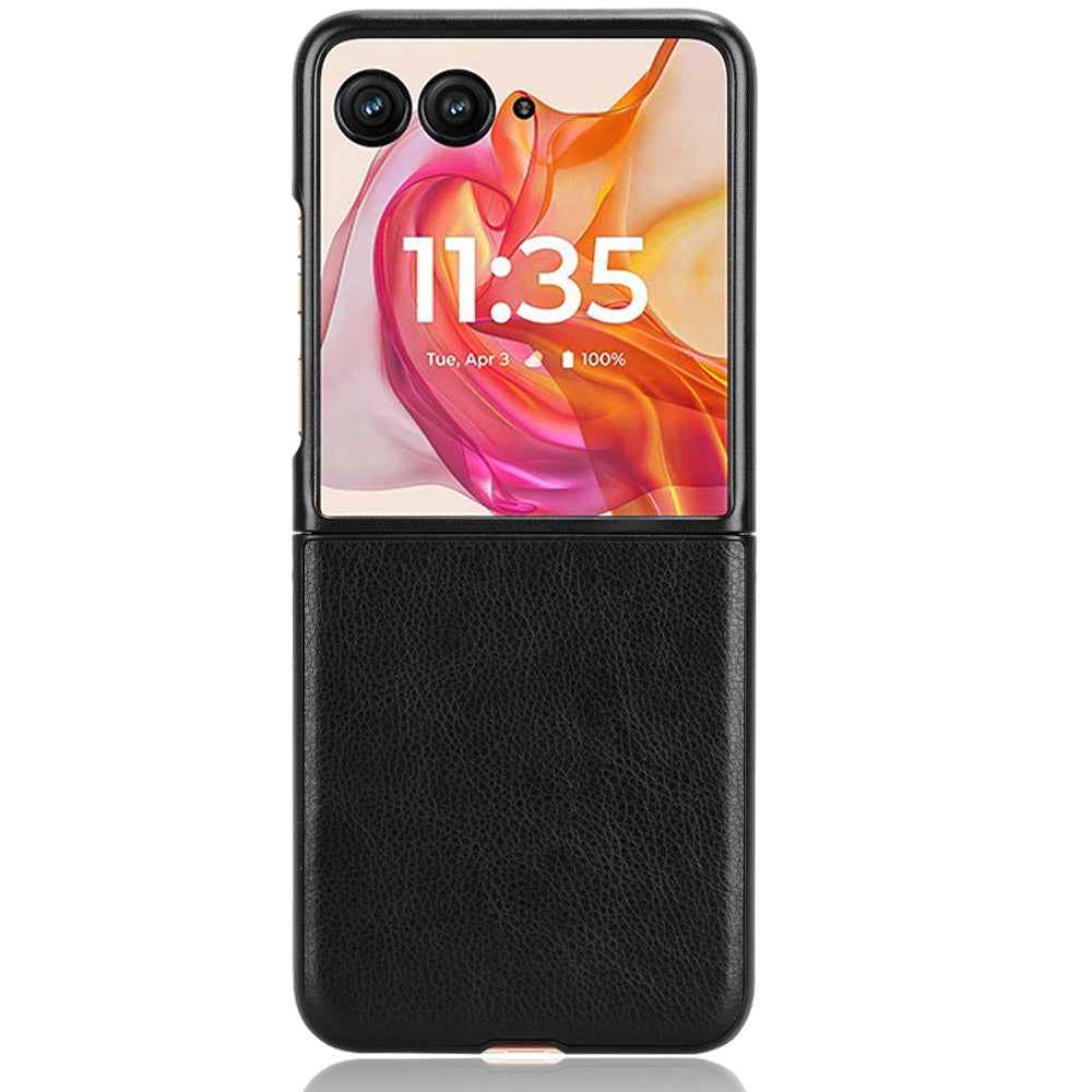 For-Motorola-Razr-50-Ultra-Litchi-Texture-Back-Cover-Phone-Case(Black)