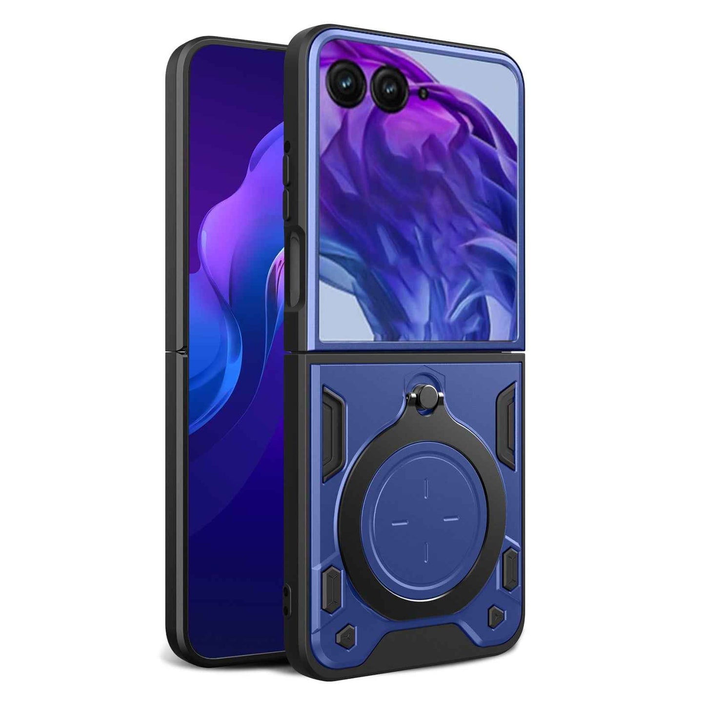 For-Motorola-Razr-50-Ultra-CD-Texture-Magnetic-Holder-Phone-Case(Blue)