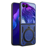 For-Motorola-Razr-50-Ultra-CD-Texture-Magnetic-Holder-Phone-Case(Blue)