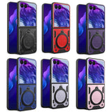 For-Motorola-Razr-50-Ultra-CD-Texture-Magnetic-Holder-Phone-Case(Blue)