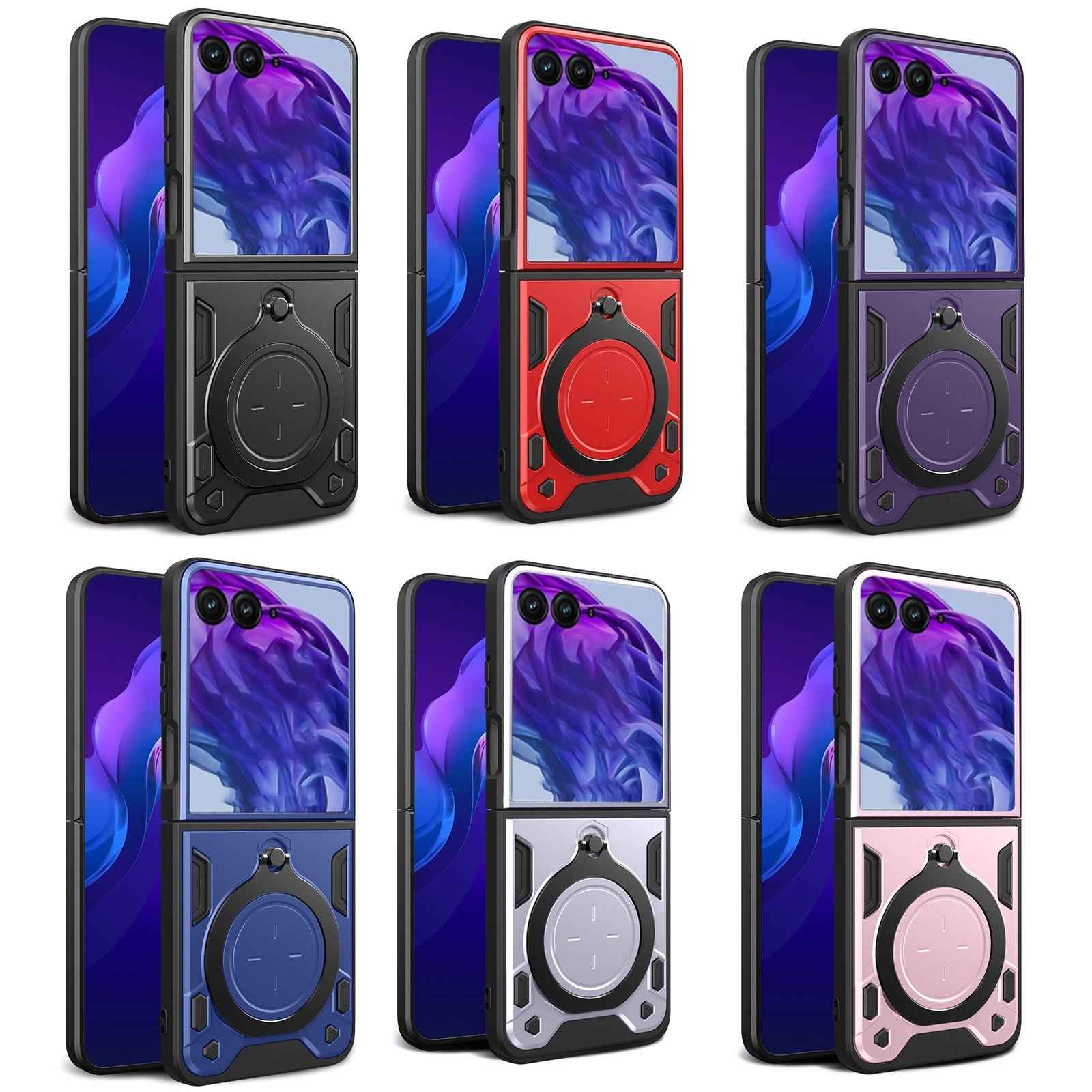 For-Motorola-Razr-50-Ultra-CD-Texture-Magnetic-Holder-Phone-Case(Blue)