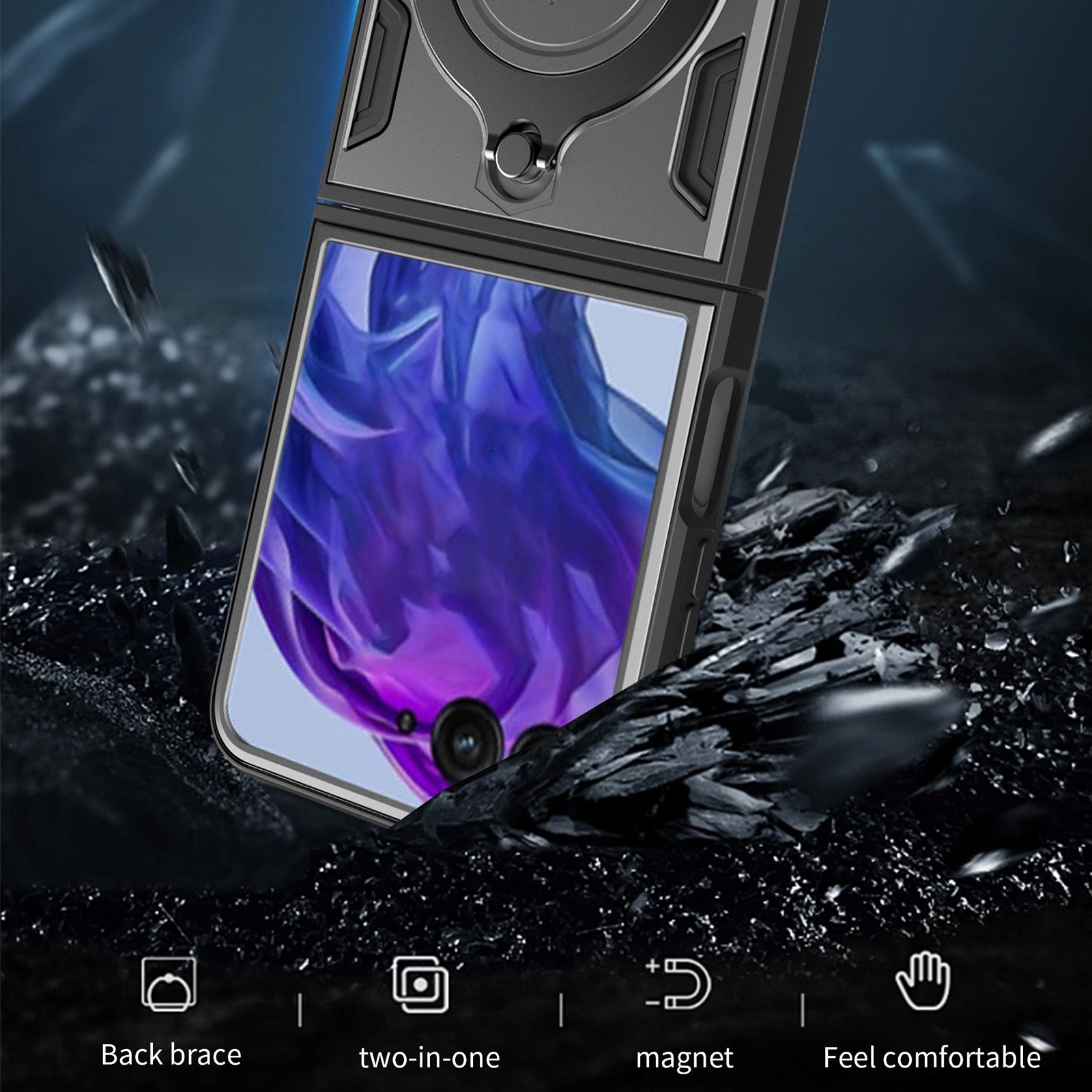For-Motorola-Razr-50-Ultra-CD-Texture-Magnetic-Holder-Phone-Case(Blue)