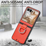 For-Motorola-Razr-50-Ultra-Litchi-Texture-Leather-Ring-Fold-Phone-Case(Orange)
