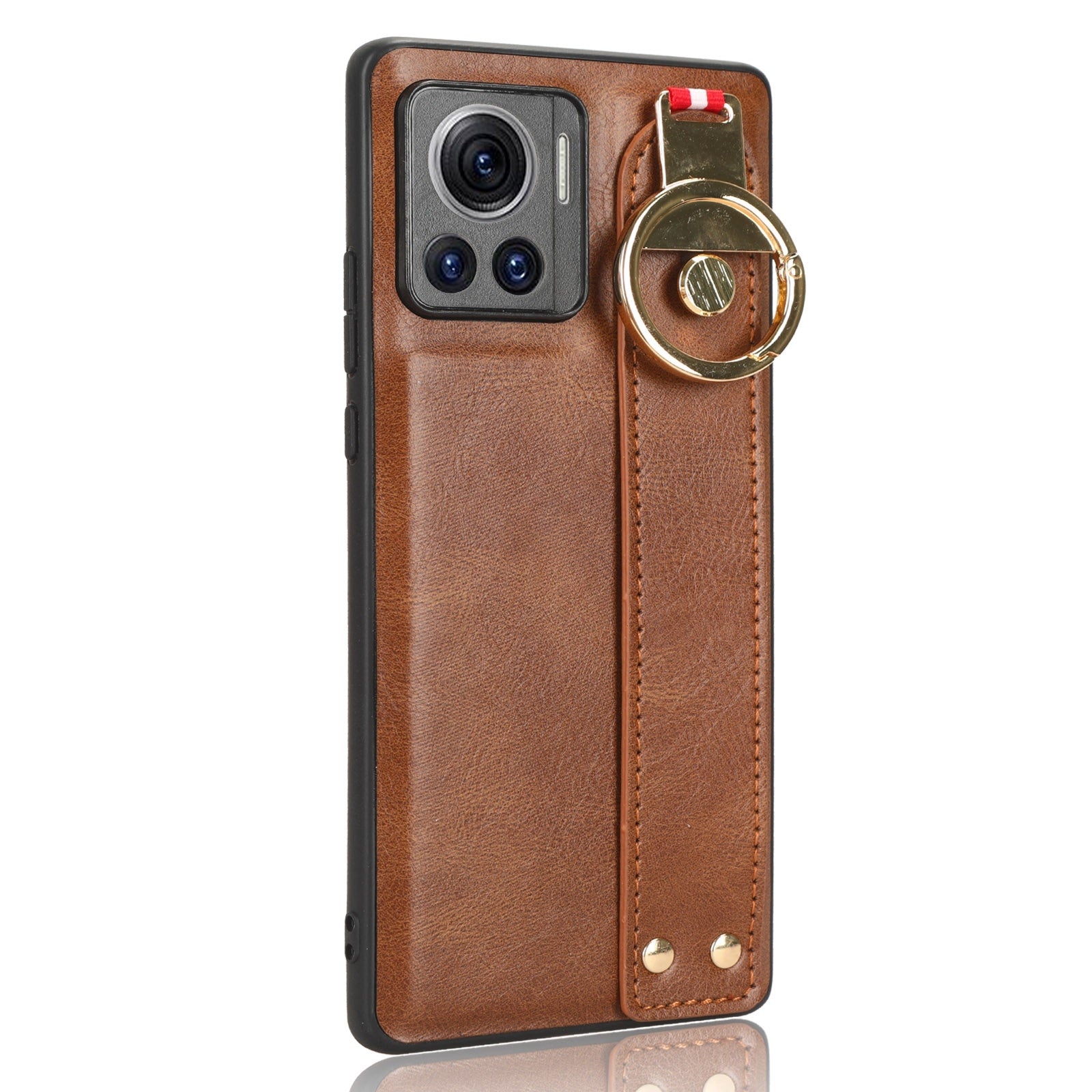 For-Motorola-Edge-30-Ultra-Wristband-Leather-Back-Phone-Case(Brown)