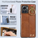 For-Motorola-Edge-30-Ultra-Wristband-Leather-Back-Phone-Case(Brown)