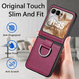 For-Motorola-Razr-50-Ultra-Litchi-Texture-Leather-Ring-Fold-Phone-Case(Purple)