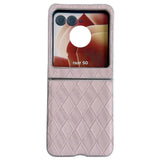 For-Motorola-Razr-50-Ultra-Pearlescent-Paint-Diamond-Shaped-Checkered-Leather-Phone-Case(Pink)