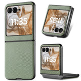For-Motorola-Razr-50-Ultra-Carbon-Fiber-Texture-Leather-Back-Phone-Case(Green)