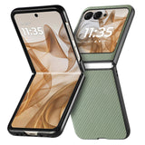 For-Motorola-Razr-50-Ultra-Carbon-Fiber-Texture-Leather-Back-Phone-Case(Green)
