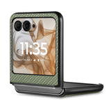 For-Motorola-Razr-50-Ultra-Carbon-Fiber-Texture-Leather-Back-Phone-Case(Green)