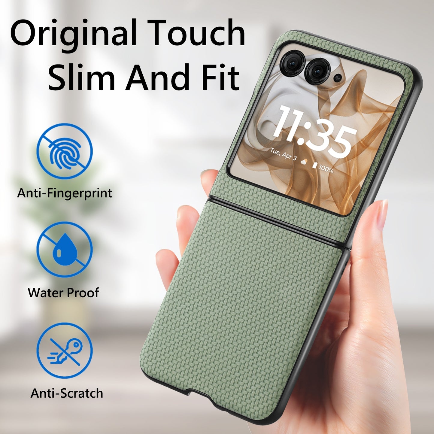 For-Motorola-Razr-50-Ultra-Carbon-Fiber-Texture-Leather-Back-Phone-Case(Green)