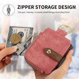 For-Motorola-Razr-50-Ultra-Retro-Ring-Vertical-Zipper-Wallet-Phone-Case(Pink)