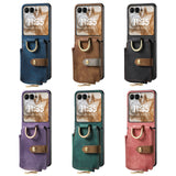 For-Motorola-Razr-50-Ultra-Retro-Ring-Vertical-Zipper-Wallet-Phone-Case(Pink)