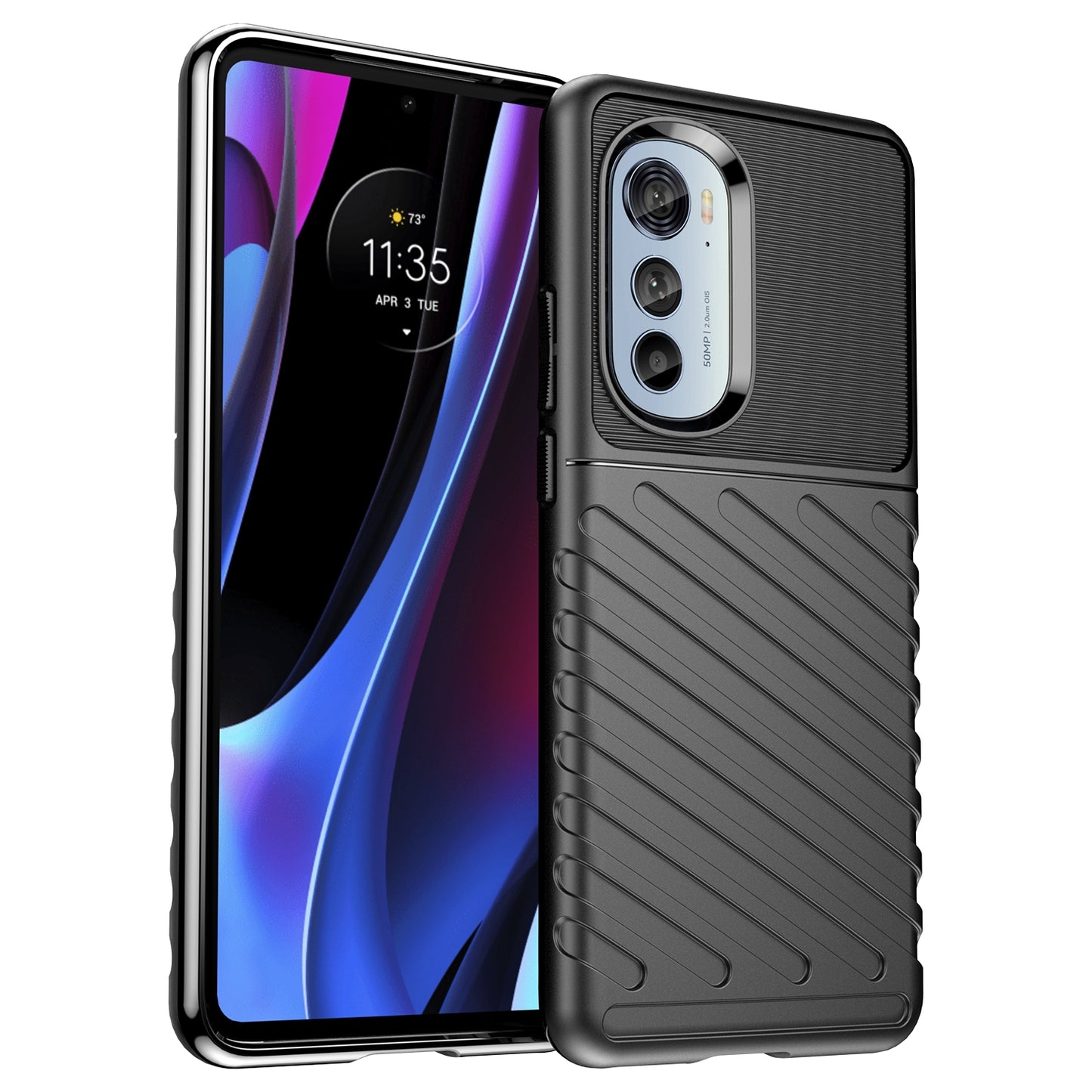 For-Motorola-Edge-30-Pro-Thunderbolt-Shockproof-TPU-Protective-Soft-Phone-Case(Black)