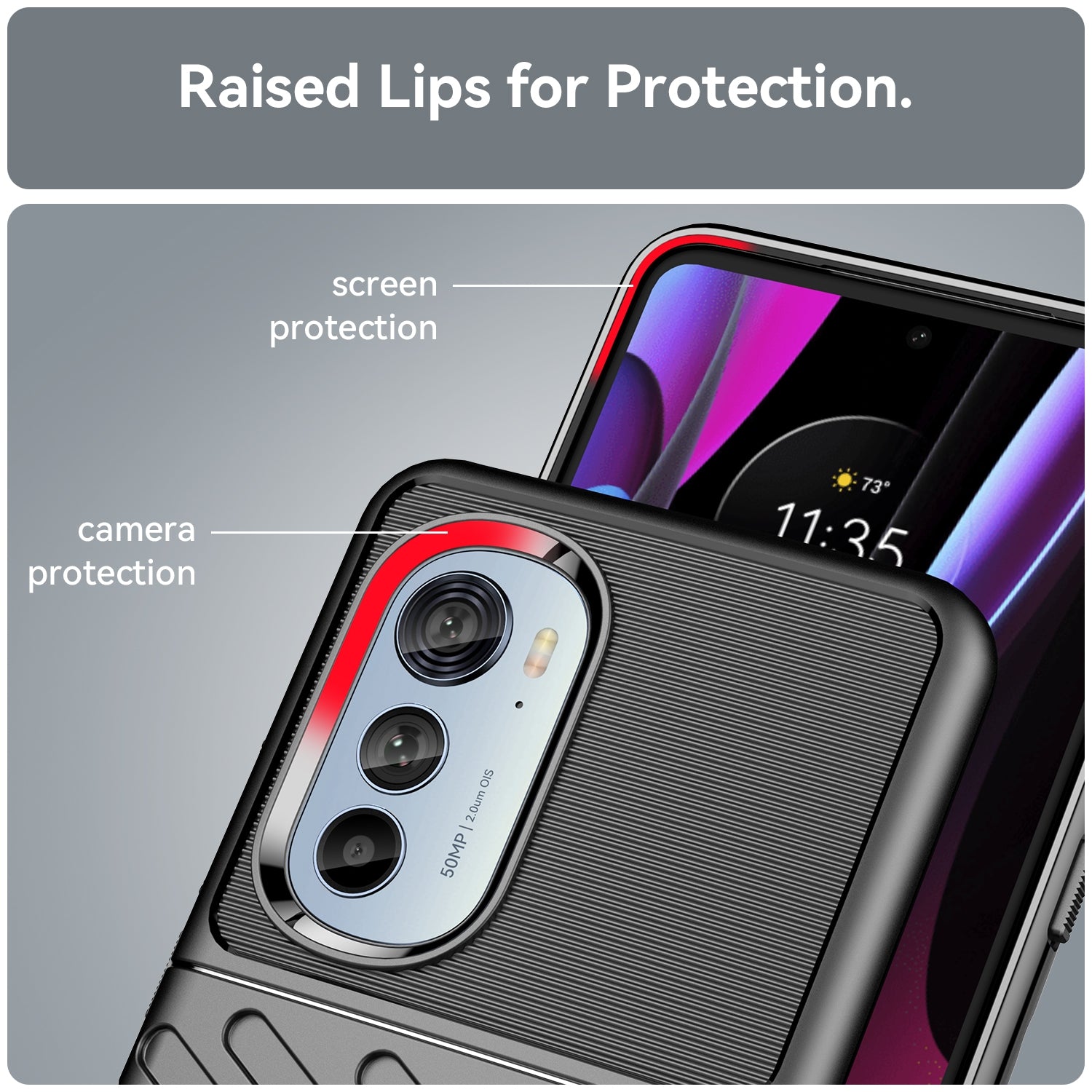 For-Motorola-Edge-30-Pro-Thunderbolt-Shockproof-TPU-Protective-Soft-Phone-Case(Black)