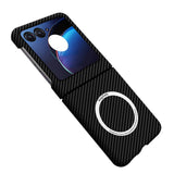 For-Motorola-Razr-50-Ultra-Carbon-Fiber-Texture-MagSafe-Magnetic-Phone-Case(Black)