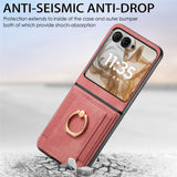 For-Motorola-Razr-50-Ultra-Retro-Skin-feel-Ring-Card-Bag-Phone-Case(Pink)