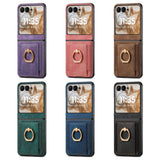 For-Motorola-Razr-50-Ultra-Retro-Skin-feel-Ring-Card-Bag-Phone-Case(Pink)