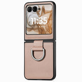For-Motorola-Razr-50-Ultra-Litchi-Texture-Leather-Ring-Fold-Phone-Case(Gray)