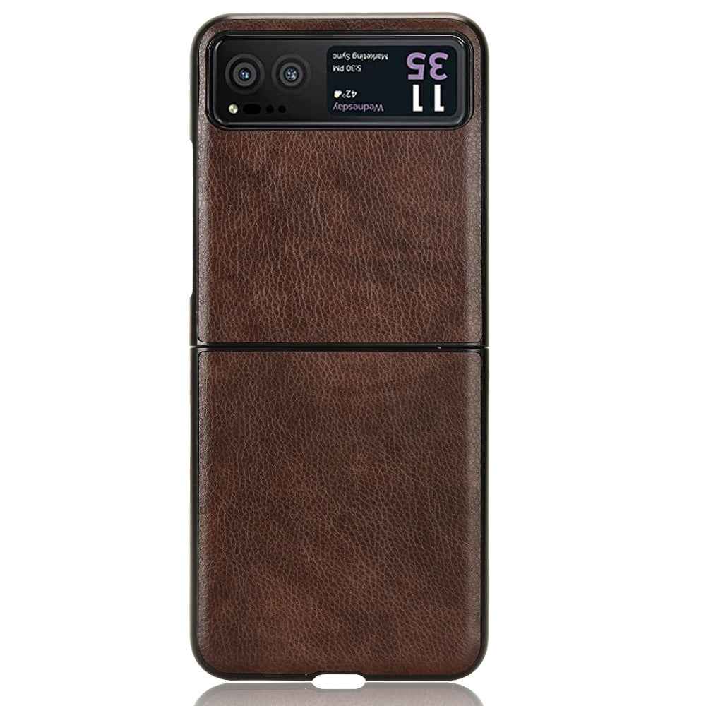 For Motorola Moto Razr 40 Litchi Texture Back Cover Phone Case(Brown)