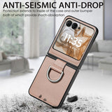 For-Motorola-Razr-50-Ultra-Litchi-Texture-Leather-Ring-Fold-Phone-Case(Gray)