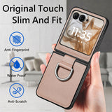 For-Motorola-Razr-50-Ultra-Litchi-Texture-Leather-Ring-Fold-Phone-Case(Gray)