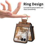 For-Motorola-Razr-50-Ultra-Retro-Ring-Vertical-Zipper-Wallet-Phone-Case(Brown)