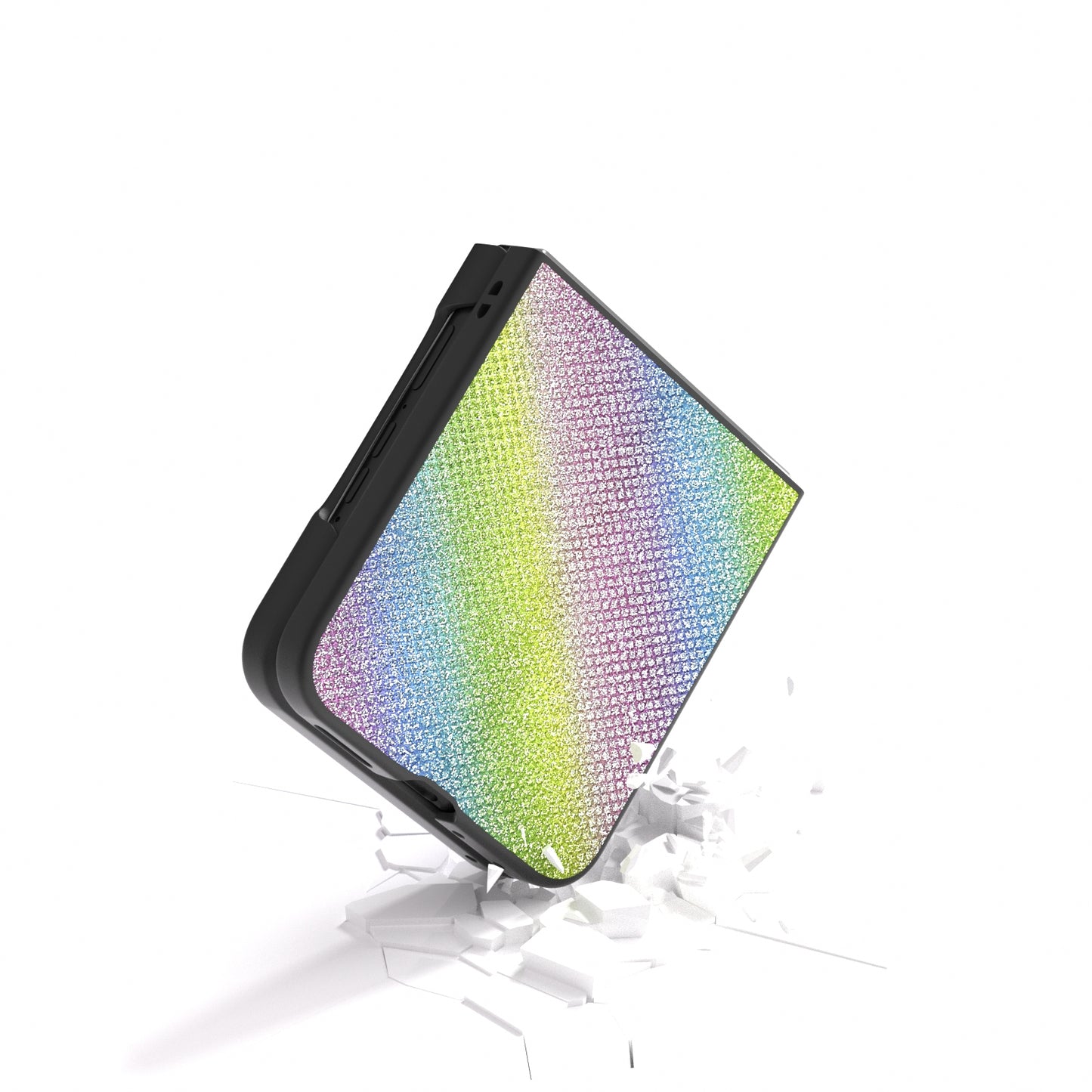 For-Motorola-Razr-50-Ultra-Diamond-Series-Black-Edge-Phone-Case(Rainbow)